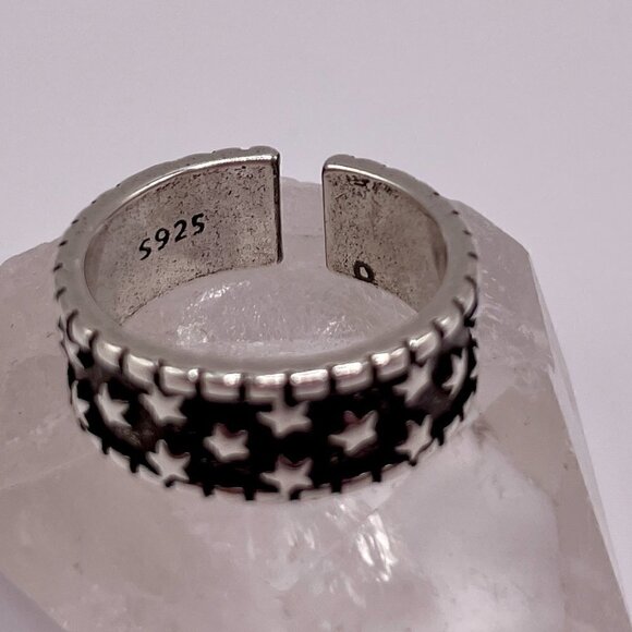 925 Sterling Stamped Adjustable Star Boho Ring #1308 - Picture 9 of 11